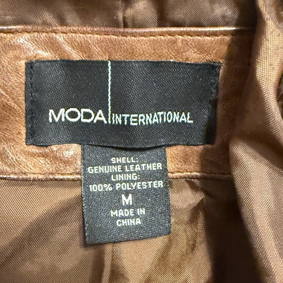 Moda International Brown Leather Jacket